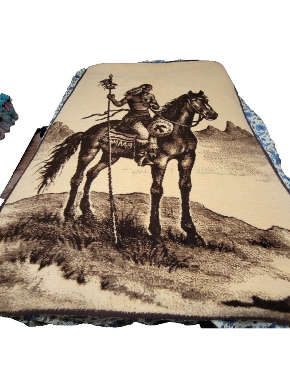 Ibena Blanket‎ 51x71 Vintage Native American Throw Decorative Horses Western